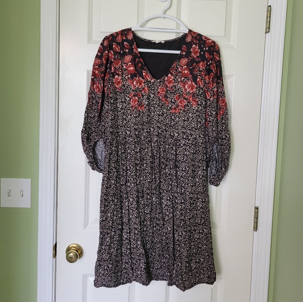 Floral Black And Red Maurices Dress
